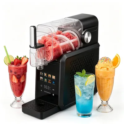 Produktbild von Slush-Eismaschine 8-in-1 Slushmaker, Ohne Eis Benötigt, Selbstreinigung, Eismaschine 1,8 l, 200 W, 10 Konsistenzstufen für Slush, Milchshake, Frappé
