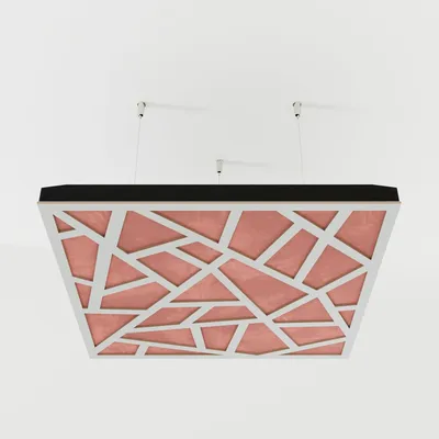 Produktbild von 2er-Pack – Abgehängtes Decken-Akustikpaneel mit Samtstoff und Befestigungsset|50x50x5cm|Schallabsorption und Diffusion|[SKYROSS -Weiß|Rosa]