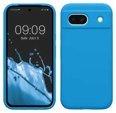 Produktbild von kwmobile Handyhülle für Google Pixel 8a Hülle, für Pixel 8a Case - Hülle Silikon - kabelloses Laden - Strahlend Blau