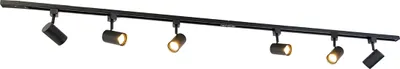Produktbild von QAZQA - Modern Modernes Schienensystem I Spotlight I Deckenspot I Deckenstrahler I Strahler mit 6 schwarzen Spot I Spotlight I Deckenspot I Deckenstrahler I Strahler I Lampe I Leuchten 1-phasig 200cm