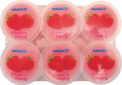 Produktbild von NANACO Dessert mit Kokosnuss-Geleestücken 480g | Pudding mit Nata de Coco Erdbeergeschmack-Geschmack