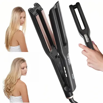 Produktbild von Glätteisen, 2 in 1 Haarglätter & Lockenstab mit LCD-Display, 120℃-230℃ einstellbarer Haarglätter und Lockendreher, mit Keramikglasurbeschichtung
