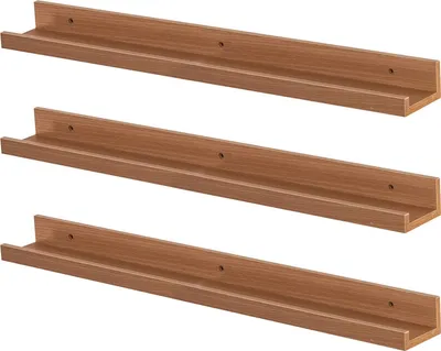 Produktbild von 6 x schwebende Bilderleisten – Braun, 57 cm, MDF-Wanddisplay für Fotos und Heimdekor