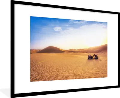 Produktbild von MuchoWow® MuchoWow® Gerahmtes Poster Kamel - Wüste - Sand 90x60 cm - Poster mit zchwarzem Bilderrahmen - Wanddekoration - Fotos