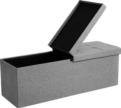 SONGMICS Sitztruhe faltbar Sitzhocker 110x38x38cm 3-Sitzer bis 300 kg aus Leinen