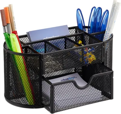 Produktbild von relaxdays Schreibtisch-Organizer schwarz Metall 9 Fächer 22,0 x 11,0 x 10,5 cm