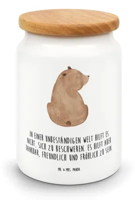 Produktbild von Mr. & Mrs. Panda Teedose Bär Schulterblick - Weiß - Geschenk, Bärenliebe, Kaffeedose, Bären, müslidose, Aufbewahrungsdose, Motivation, zuckerdose, Weisheit, Keksdose