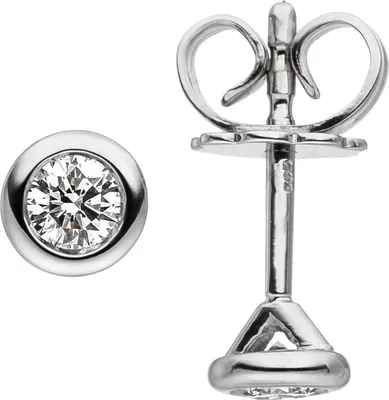 Produktbild von Ohrstecker Solitär Ohrringe mit 2 Diamanten Brillanten 585 Gold Weißgold