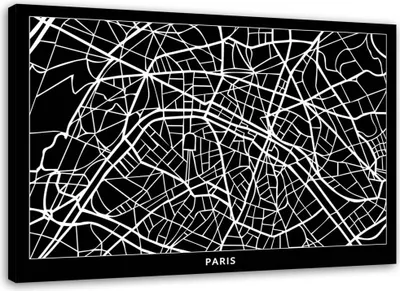 Produktbild von Leinwandbild paris - straßenplan 120x80 cm Feeby grau wandbild bereit zum aufhängen