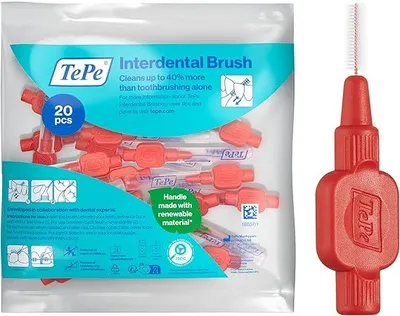 Produktbild von 20-Pack TePe Interdentalbürsten Extra Soft Rot, ISO-Größe: 2, 0,5mm, inkl. Schutzkappen