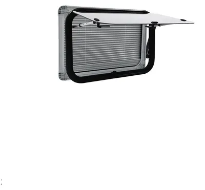 Obrázek produktu pro Posuvné okno pro karavan, rozměry 75 cm x 50 cm, tloušťka skla 4 mm, úhel otevření 65°, tloušťka stěny 30 mm, celková hmotnost 9 kg