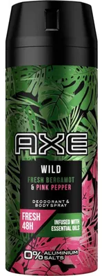 Produktbild von AXE WILD FRESH BERGAMOT & PINK PEPPER, Männer, Parfümiertes Deo, Spray-Deodorant, Spray, 150 ml, Bergamotte, Rosa Pfeffer