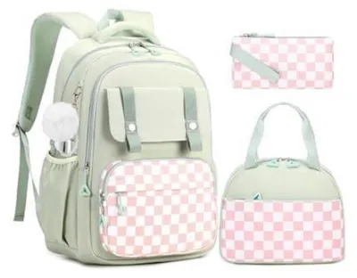 Immagine prodotto di Set di zaino per la scuola, verde, per bambine, composto da 3 pezzi: zaino, borsa per il pranzo e astuccio