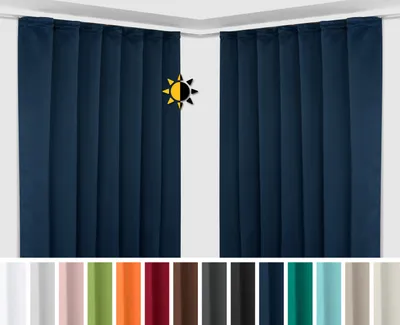 Produktbild von 2er Set Verdunkelungsgardine mit U-Band, Blackout Vorhang abdunkelnd, Größe und Farbe wählbar,300x245cm,Navyblau