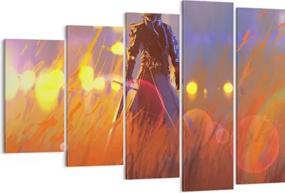 Produktbild von Bild auf Leinwand - Leinwandbild - Krieger Schwert - 150x100cm - Wand Bild - Wanddeko - Wandbilder - Leinwanddruck - Bilder - Kunstdruck - Wanddekoration - Leinwand bilder - Wandkunst - EG150x100-3819