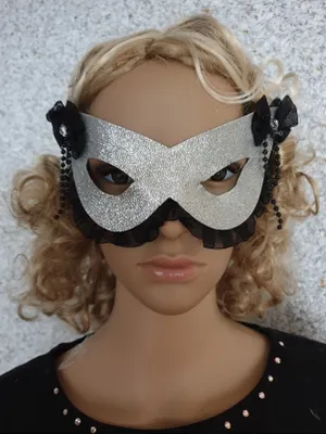 Produktbild von B003065 silber Damen Glitter Augenmaske mit Rüschen