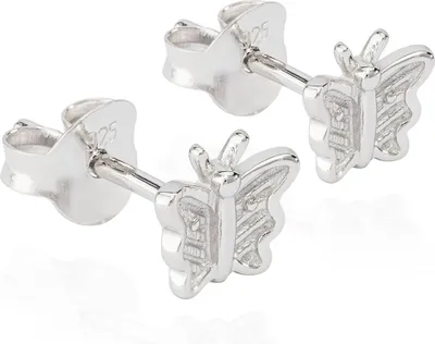 Produktbild von Paar kleine Ohrstecker Schmetteling 925 Silber anlaufgeschützt 6x7mm Ohrringe