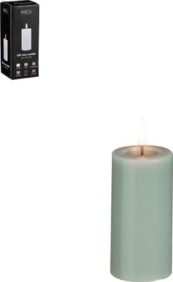 Mica LED Kerze grün, warm weiss, batteriebetrieben mit Timer 10 x Ø 5 cm