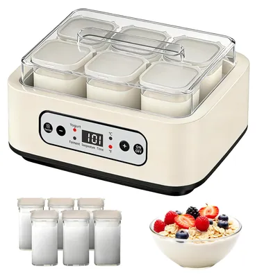Joghurtbereiter 1,6 l, 6 Gläser, Timer 1–99 h, 21–48 °C, LCD
