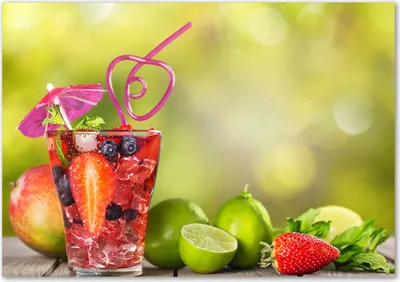 Produktbild von Tulup® Glas-Bild - 100 x 70 - Wandbild aus Glas - Wandkunst - Wandbild hinter gehärtetem Sicherheitsglas - Essen & Getränke - Fruchtcocktail - Mehrfarbig