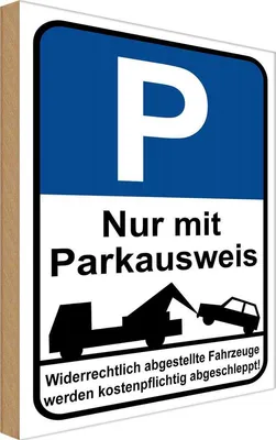 Produktbild von vianmo Holzschild 30x20 cm Parkplatz mit Parkausweis Parkplatzschild