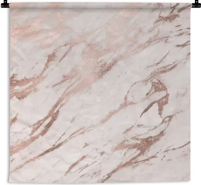 Produktbild von MuchoWow® Wandteppich Wandbehang Marmor - Weiß - Rosa 150x150 cm Tapisserie Dekoration Wandtuch - Wohnaccessoires - Modernes