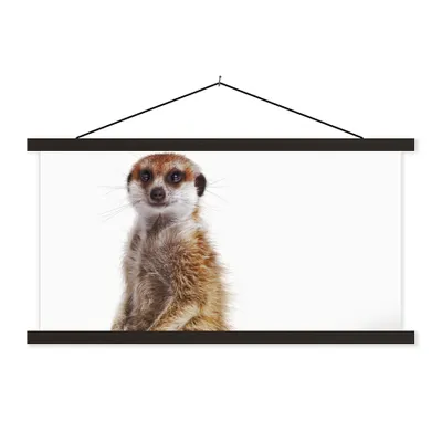 Produktbild von MuchoWow® Textilposter Erdmännchen - Tiere - Fell 60x30 cm mit schwarzem Rahmen - Textilien