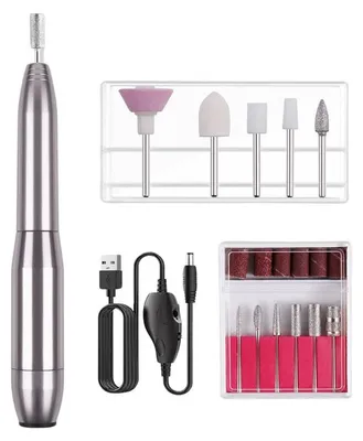 Obrázek produktu pro Elektrická pilka na nehty UNIQ Compact, 20 000 ot./min., sada na manikúru a pedikúru s 11 nástavci