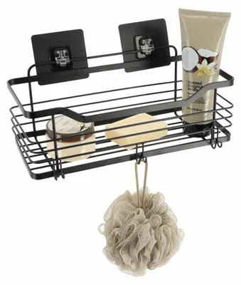 Produktbild von Tendance Duschablage ohne Bohren - schwarz - 31 x 15,5 x 16,5 cm - Edelstahl - selbstklebend