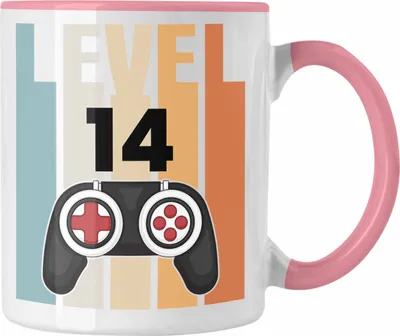 Produktbild von Trendation - 14. Geburtstag Tasse Gamer Jungs Jungen Geschenkidee zum Geburtstag Lustig Vierzehn (Rosa)