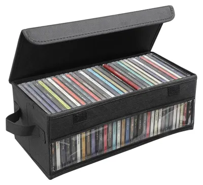 Zdjęcie produktu dla Pudełko do przechowywania płyt CD - Stylowa organizerka na płyty CD z uchwytami