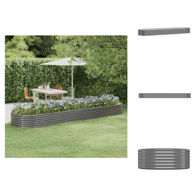 Immagine prodotto di vidaXL Letto rialzato in acciaio verniciato a polvere 396x100x36 cm Grigio - Vasi e fioriere