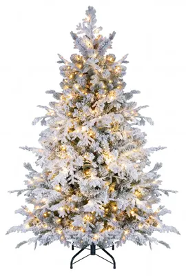 Productafbeelding van COSTWAY Kunstkerstboom, 150 cm, dennenboom met sneeuwdecoratie, kerstboom met 180 warmwitte LED-verlichting, 528 takken van PE/PVC en een metalen voet