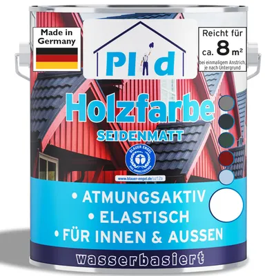 Produktbild von Plid Holzfarbe Weiß 0,75l / Innen & Außen - Wetterschutzfarbe Holzfarbe Außen - Dauerhafte Holzschutzfarbe - Farbe für Holz