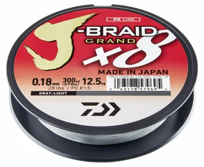 Obrázek produktu pro Daiwa Šňůra J Braid Grand X8 135m Světle Šedá 0,20mm