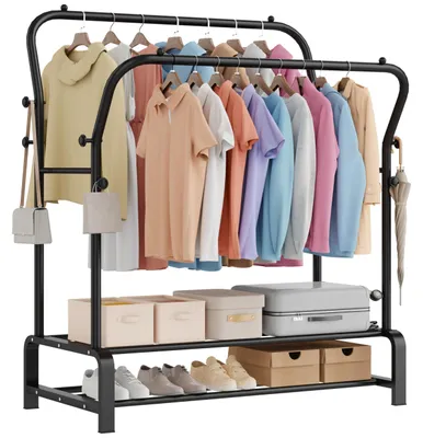 Immagine prodotto di Omgoods - Porta abiti multifunzionale con scaffali per scarpe e ganci
