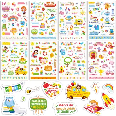 Dankeschön-Aufkleber, 8 Blatt, 50 Sticker, bunt
