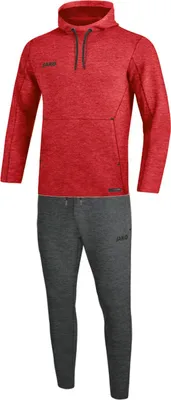 Produktbild von JAKO Unisex Jogginganzug Premium Basics mit Kapuzensweat, Farbe:rot meliert, Größe:S
