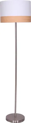 Produktbild von SalesFever Stehleuchte rund | 1-flammig | Lampenschirm Stoff mit Holzdekor | Gestell Metall | B 38 x T 38 x H 151 cm | weiß-Holzoptik