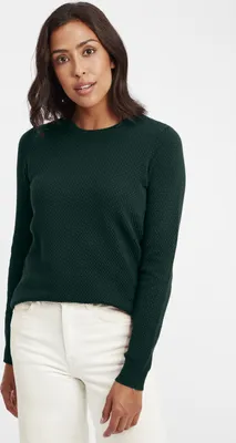 Produktbild von OXMO OXSarah Damen Strickpullover Feinstrick Pullover mit Rundhals-Ausschnitt Rippbündchen 100% Baumwolle Regular fit