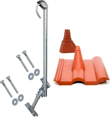 Produktbild von PremiumX BASIC X120-48F Dachsparrenhalter 120cm Mast Kappe Frankfurter Set rot