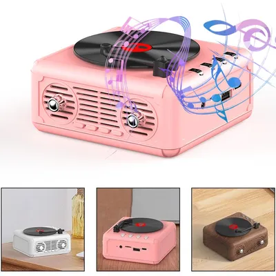 Produktbild von Retro-Bluetooth-Lautsprecher, tragbarer Bluetooth-Lautsprecher, kartensteckbar, Surround-Sound, unterstützt mehrere Geräteverbindungen, 5 Stunden Akkulaufzeit
