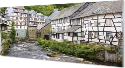 Produktbild von Glasbilder 125x50 Wandkunst Deutschland Altbauten Fluss
