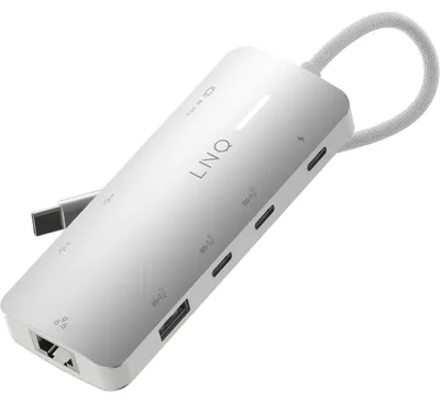 Produktbild von LinQ, 8-in-1 Multiport Pro HDMI 8K USB-C Power Delivery 140W 10Gbps, Grau