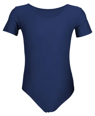 Produktbild von Aquarti Mädchen Gymnastikanzug Kurzarm Ballett Trikot, Farbe: Dunkelblau, Größe: 134