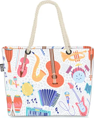 Produktbild von VOID Klavier Gitarre Schlagzeug Strandtasche Shopper 58x38x16cm 23L XXL Einkaufstasche Tasche Reisetasche Beach Bag