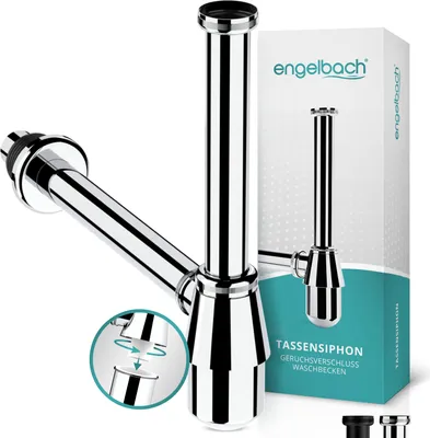 Produktbild von Engelbach Tassensiphon Universal für Waschbecken inkl. Gummimanschette - Chrom