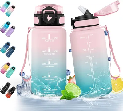 Obrázok produktu pre Fľaša na pitie so slamkou, 500 ml, bez BPA, s tesnením zabraňujúcim úniku, vhodná do školy a na šport