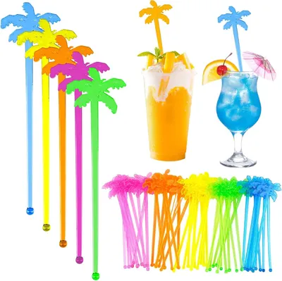 Imagen del producto de Adornos para cócteles, reutilizables, de 17,5 cm, paquete de 50 unidades, para bebidas