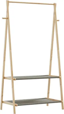 Zdjęcie produktu dla Wieszak na ubrania, z półkami, 96x45,5x150,5 cm, bambusowy
